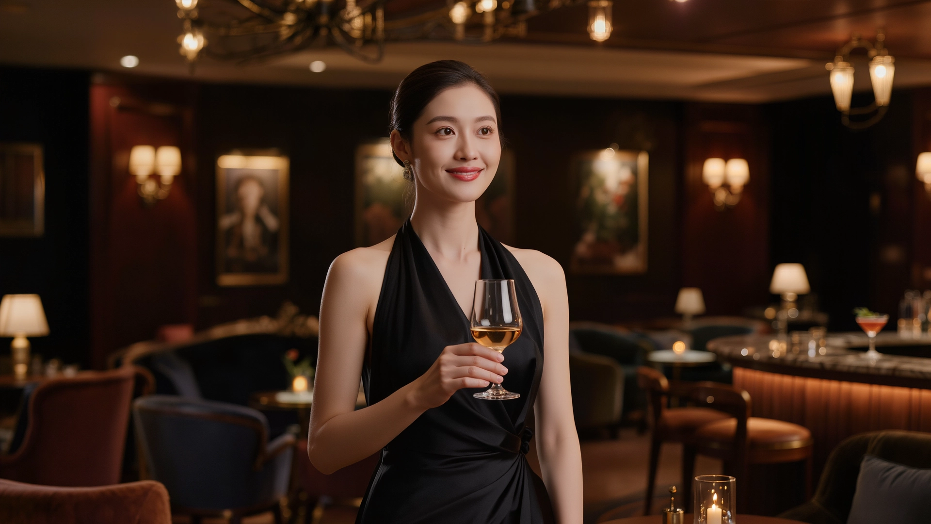 은은한 골드 톤 조명 아래 프라이빗한 해운대 룸 무드